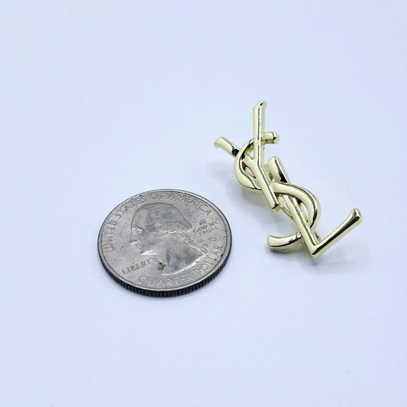 Vintage Gold Yves Saint Laurent YSL Brooch Employee Appreciation Lapel Pin Small - Picture 6 of 11